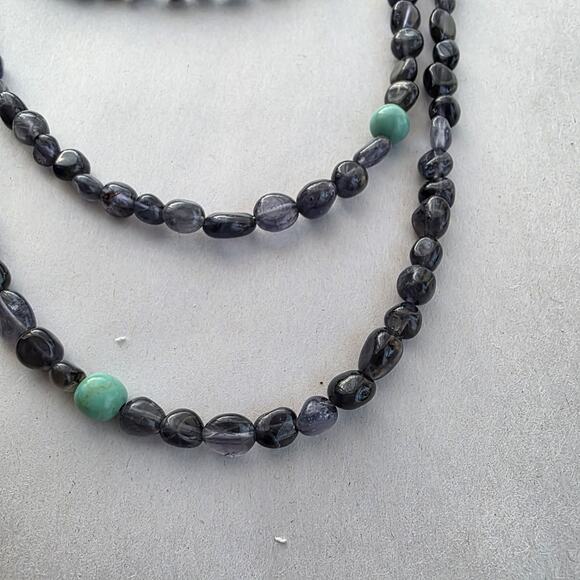 Jay King Long Necklace 60" Indigo Iolite & Turquoise New Sterling Silver 925 - Picture 6 of 10